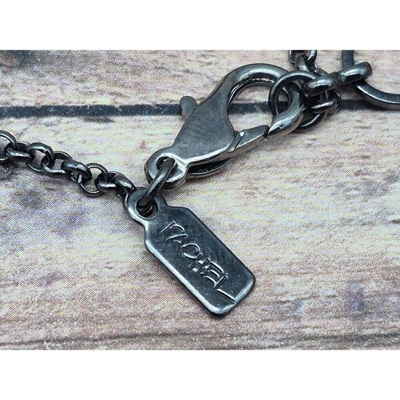 Rachel Roy Gunmetal Chain Silver Tone Rose Pendant Necklace Whimsy Goth Romance - Picture 10 of 11